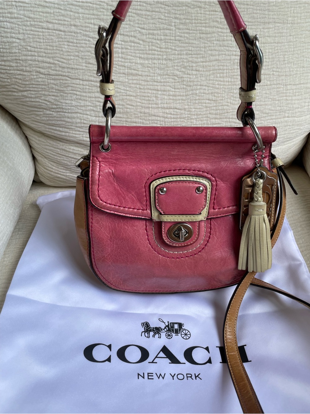 COACH Legacy Willis 70thAnniversary Special Pink Leather Turnlock Crossbody Bag